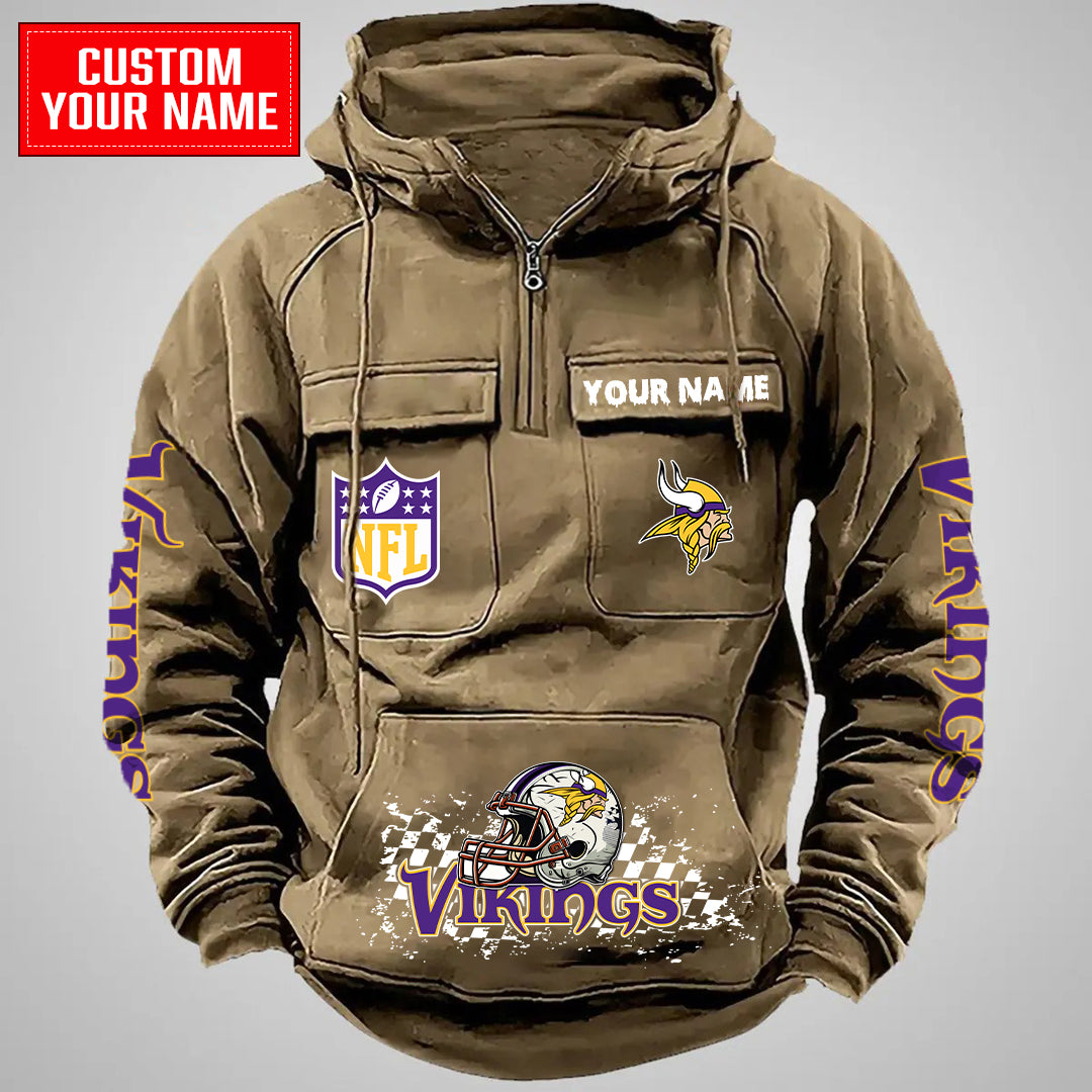 Minnesota Vikings Halloween Collection Multi-Pockets Zip Hoodie AZCAMZHD000009