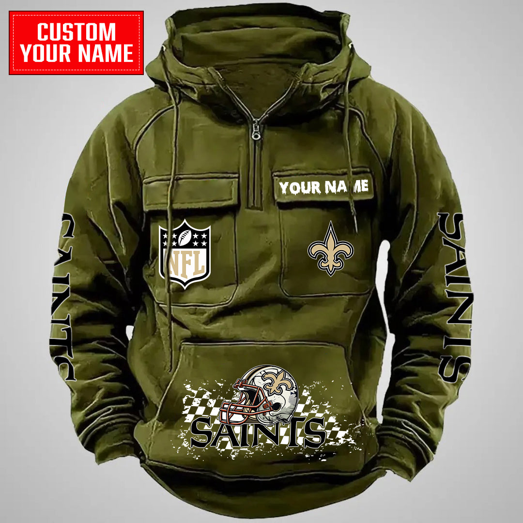 New Orleans Saints Halloween Collection Multi-Pockets Zip Hoodie AZCAMZHD000010