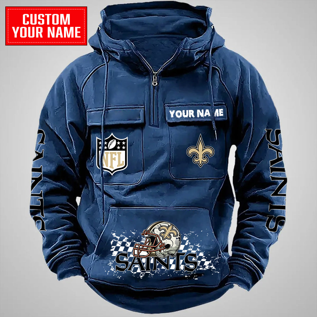 New Orleans Saints Halloween Collection Multi-Pockets Zip Hoodie AZCAMZHD000010