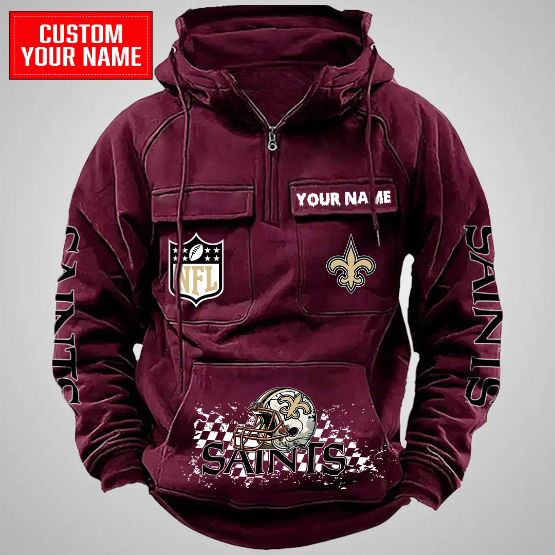 New Orleans Saints Halloween Collection Multi-Pockets Zip Hoodie AZCAMZHD000010