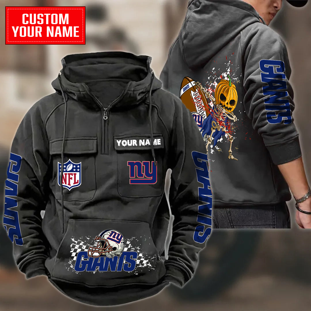 New York Giants Halloween Collection Multi-Pockets Zip Hoodie AZCAMZHD000011