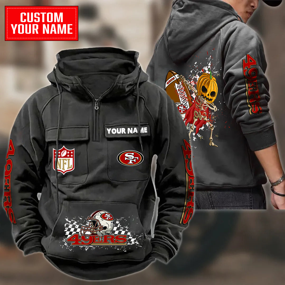 San Francisco 49ers Halloween Collection Multi-Pockets Zip Hoodie AZCAMZHD000013