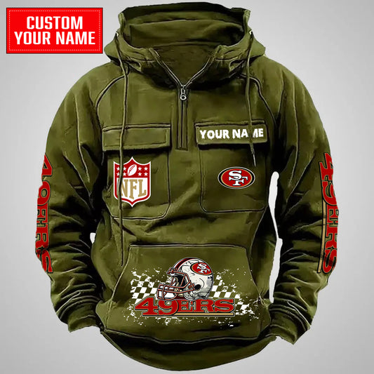 San Francisco 49ers Halloween Collection Multi-Pockets Zip Hoodie AZCAMZHD000013