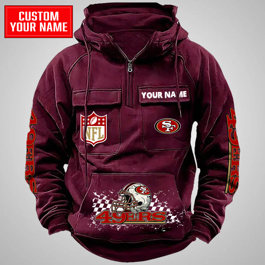 San Francisco 49ers Halloween Collection Multi-Pockets Zip Hoodie AZCAMZHD000013