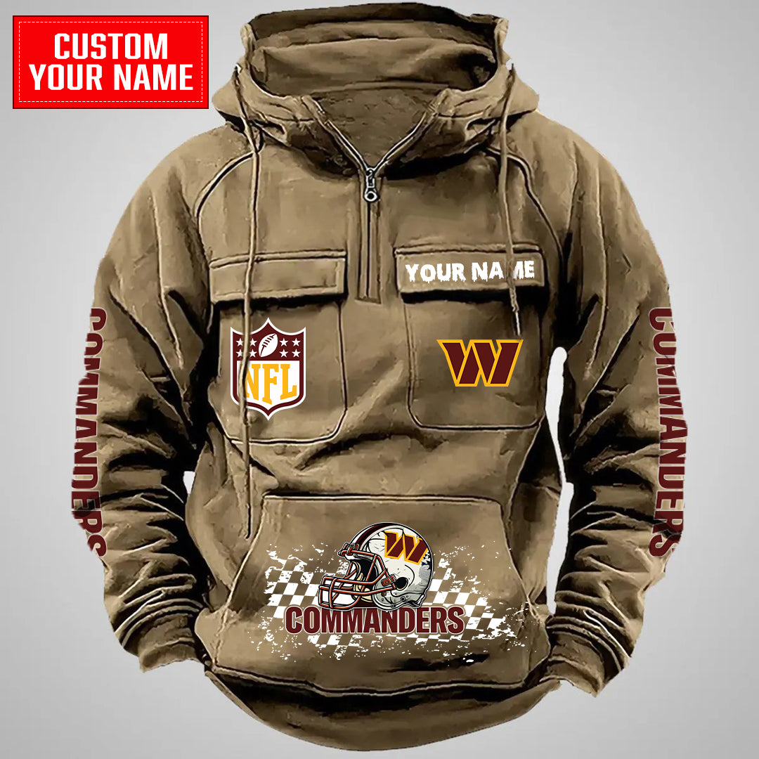 Washington Commanders Halloween Collection Multi-Pockets Zip Hoodie AZCAMZHD000016