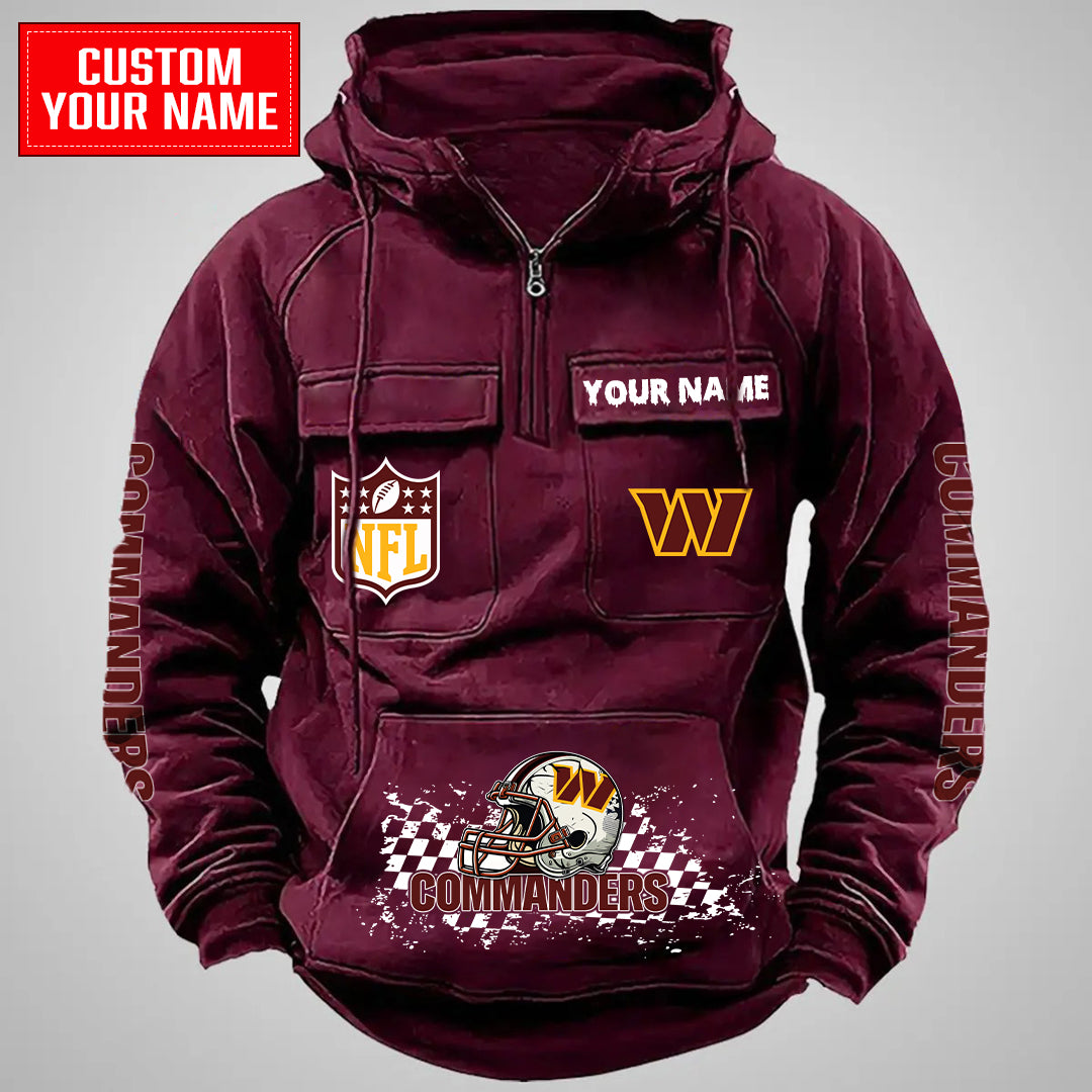 Washington Commanders Halloween Collection Multi-Pockets Zip Hoodie AZCAMZHD000016