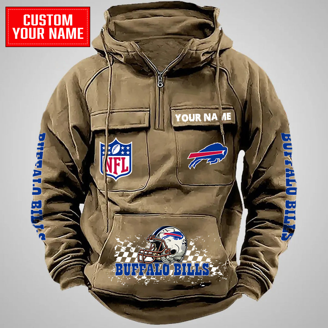 Buffalo Bills Halloween Collection Multi-Pockets Zip Hoodie AZCAMZHD000018