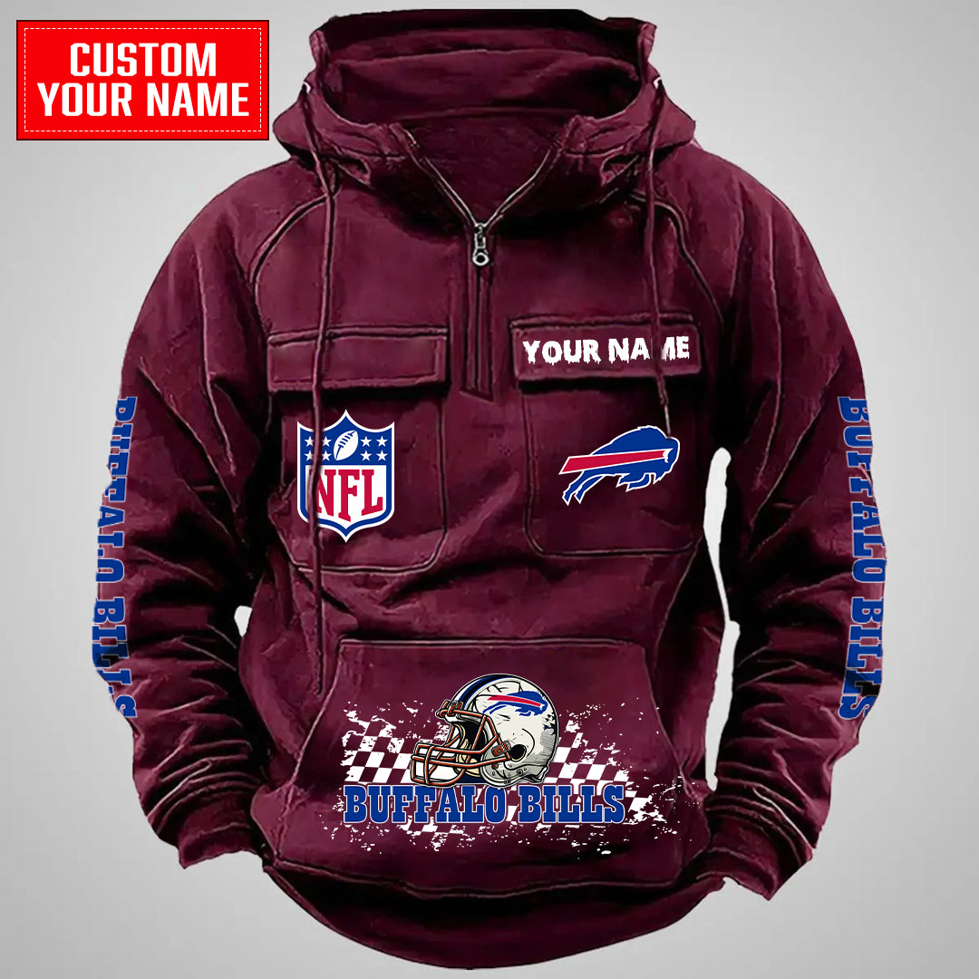 Buffalo Bills Halloween Collection Multi-Pockets Zip Hoodie AZCAMZHD000018