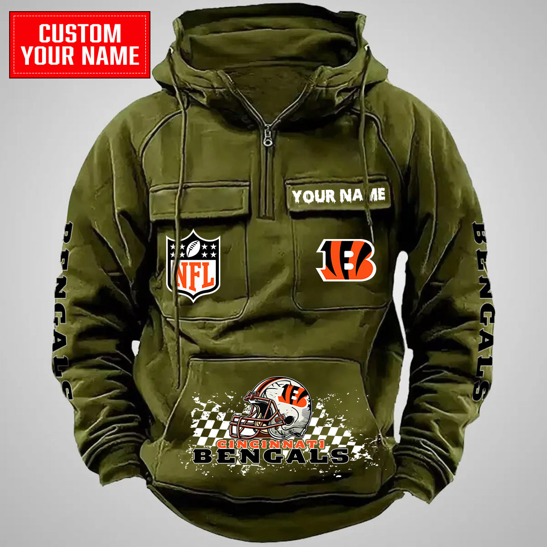 Cincinnati Bengals Halloween Collection Multi-Pockets Zip Hoodie AZCAMZHD000019