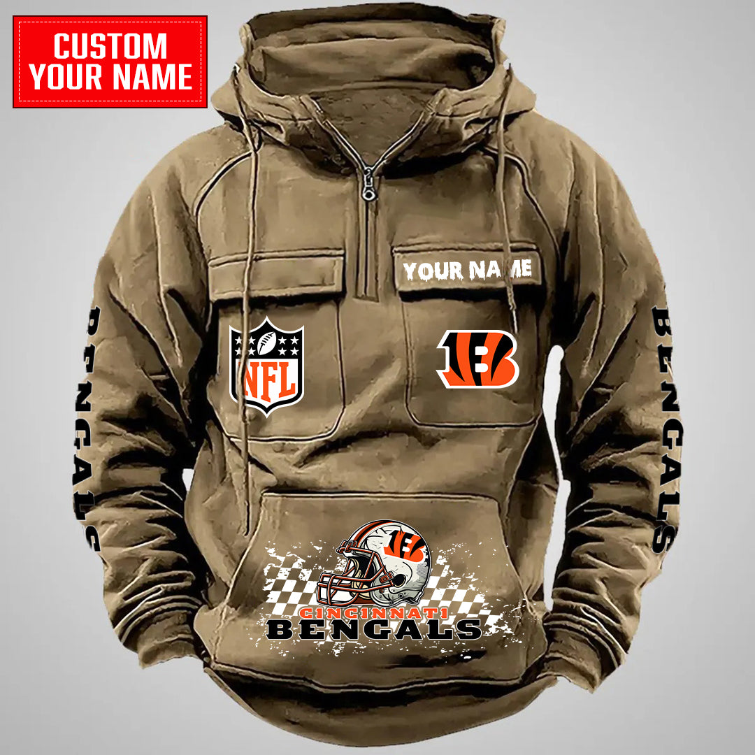 Cincinnati Bengals Halloween Collection Multi-Pockets Zip Hoodie AZCAMZHD000019