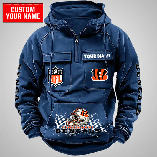 Cincinnati Bengals Halloween Collection Multi-Pockets Zip Hoodie AZCAMZHD000019