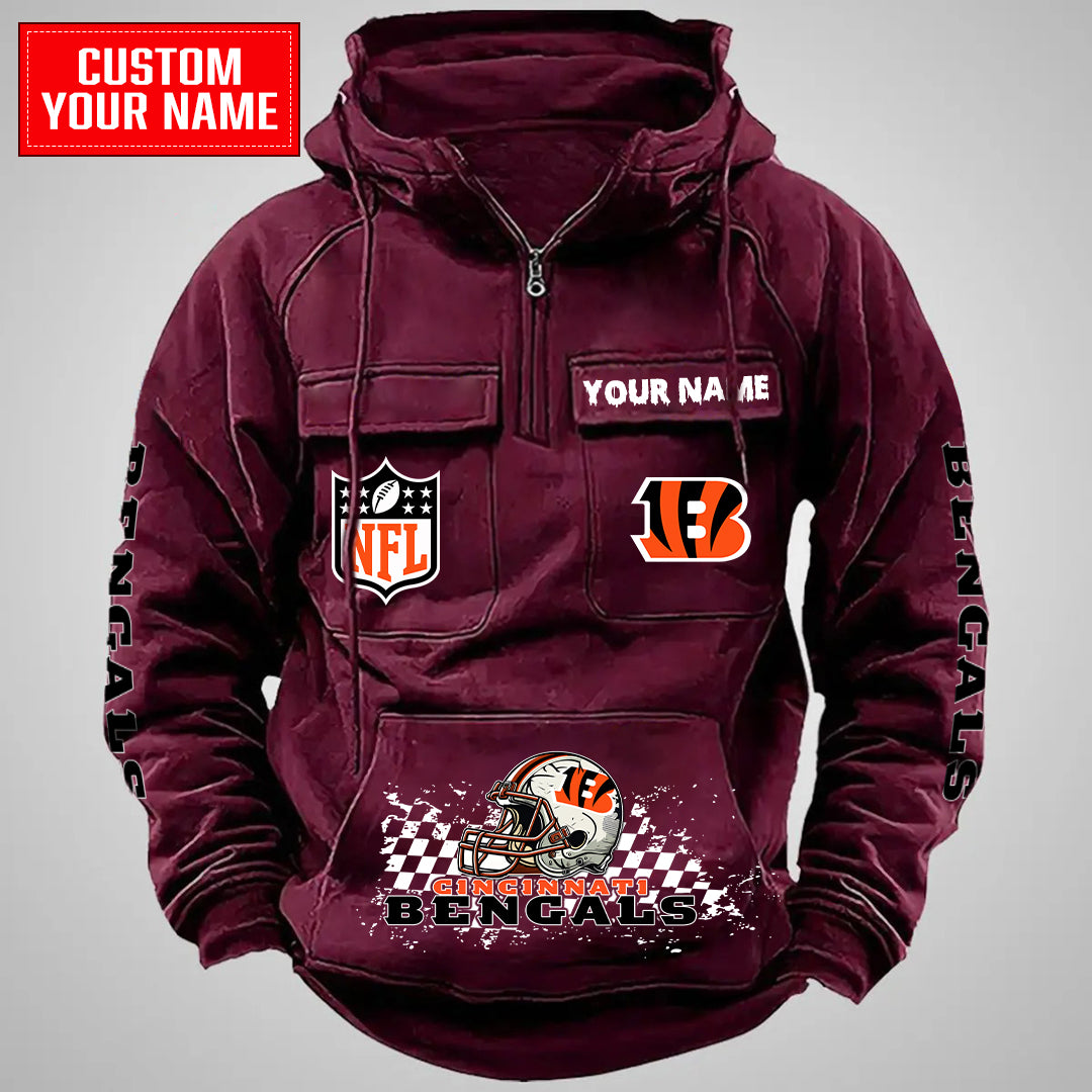 Cincinnati Bengals Halloween Collection Multi-Pockets Zip Hoodie AZCAMZHD000019