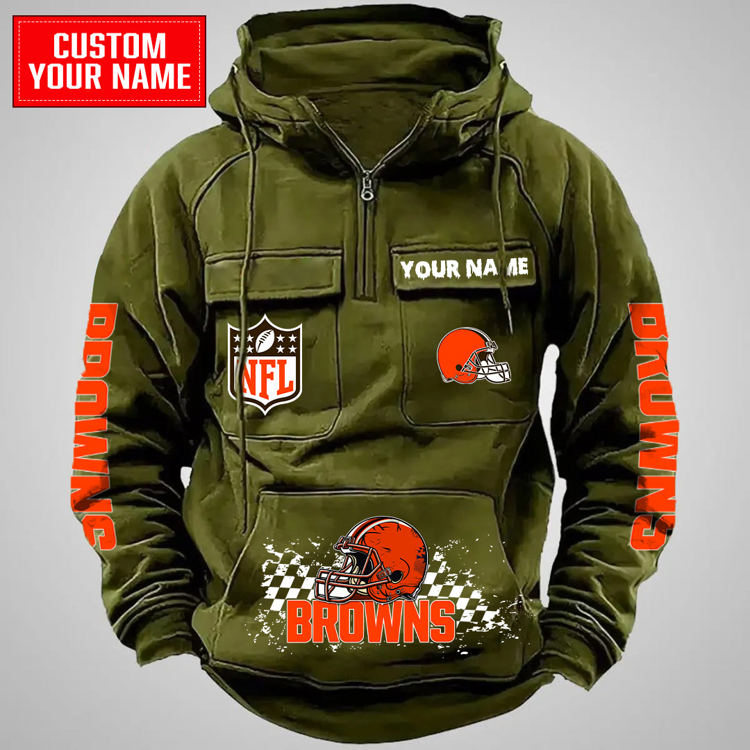 Cleveland Browns Halloween Collection Multi-Pockets Zip Hoodie AZCAMZHD000020