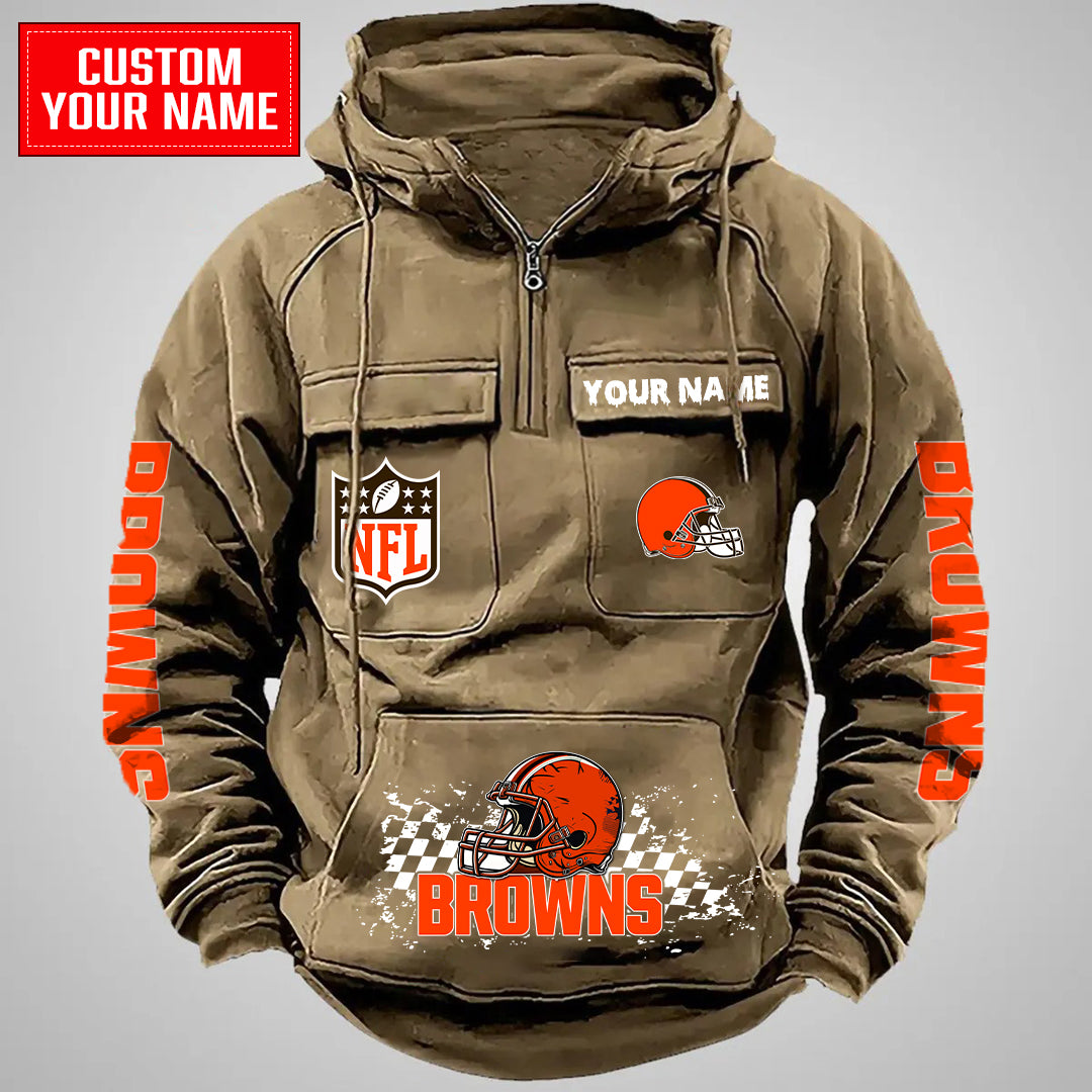 Cleveland Browns Halloween Collection Multi-Pockets Zip Hoodie AZCAMZHD000020