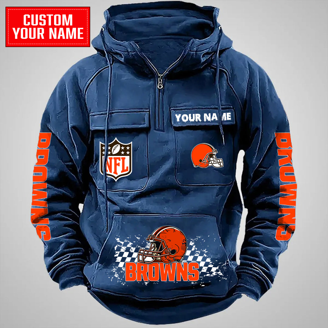 Cleveland Browns Halloween Collection Multi-Pockets Zip Hoodie AZCAMZHD000020