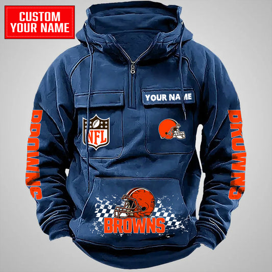 Cleveland Browns Halloween Collection Multi-Pockets Zip Hoodie AZCAMZHD000020