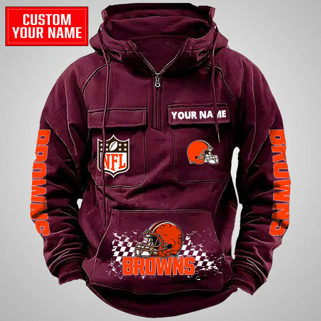 Cleveland Browns Halloween Collection Multi-Pockets Zip Hoodie AZCAMZHD000020