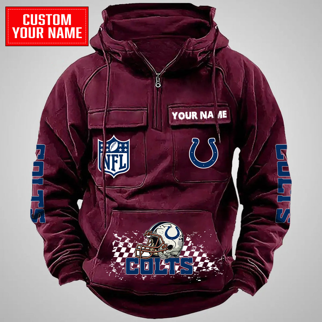 Indianapolis Colts Halloween Collection Multi-Pockets Zip Hoodie AZCAMZHD000023