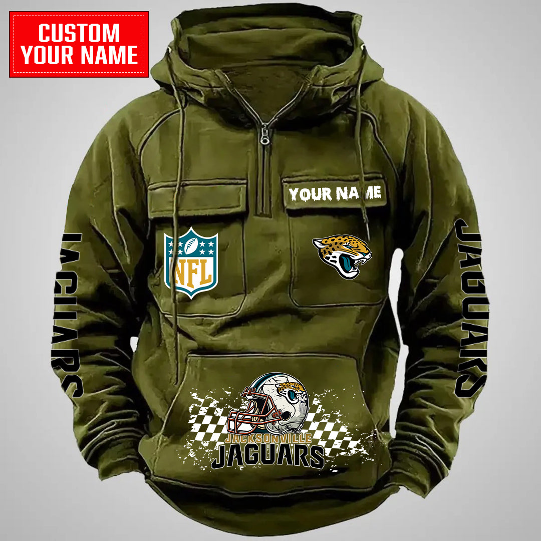 Jacksonville Jaguars Halloween Collection Multi-Pockets Zip Hoodie AZCAMZHD000024
