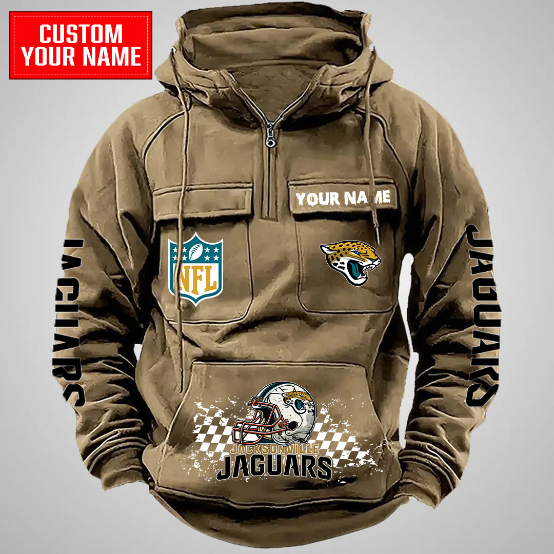 Jacksonville Jaguars Halloween Collection Multi-Pockets Zip Hoodie AZCAMZHD000024