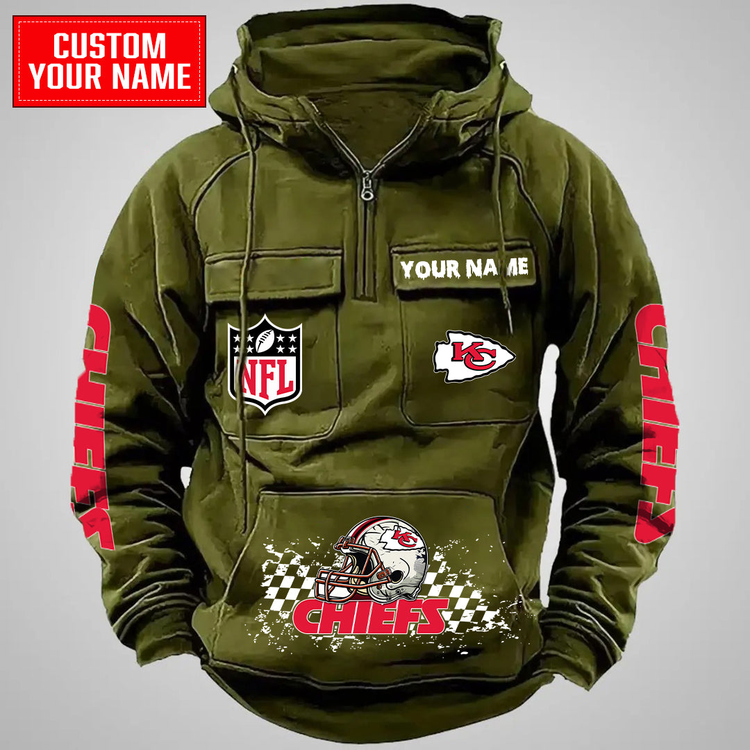 Kansas City Chiefs Halloween Collection Multi-Pockets Zip Hoodie AZCAMZHD000025