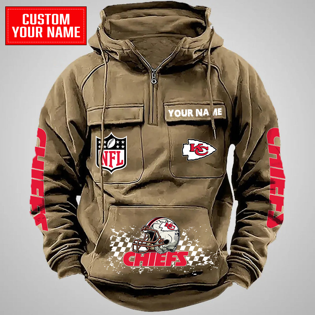 Kansas City Chiefs Halloween Collection Multi-Pockets Zip Hoodie AZCAMZHD000025