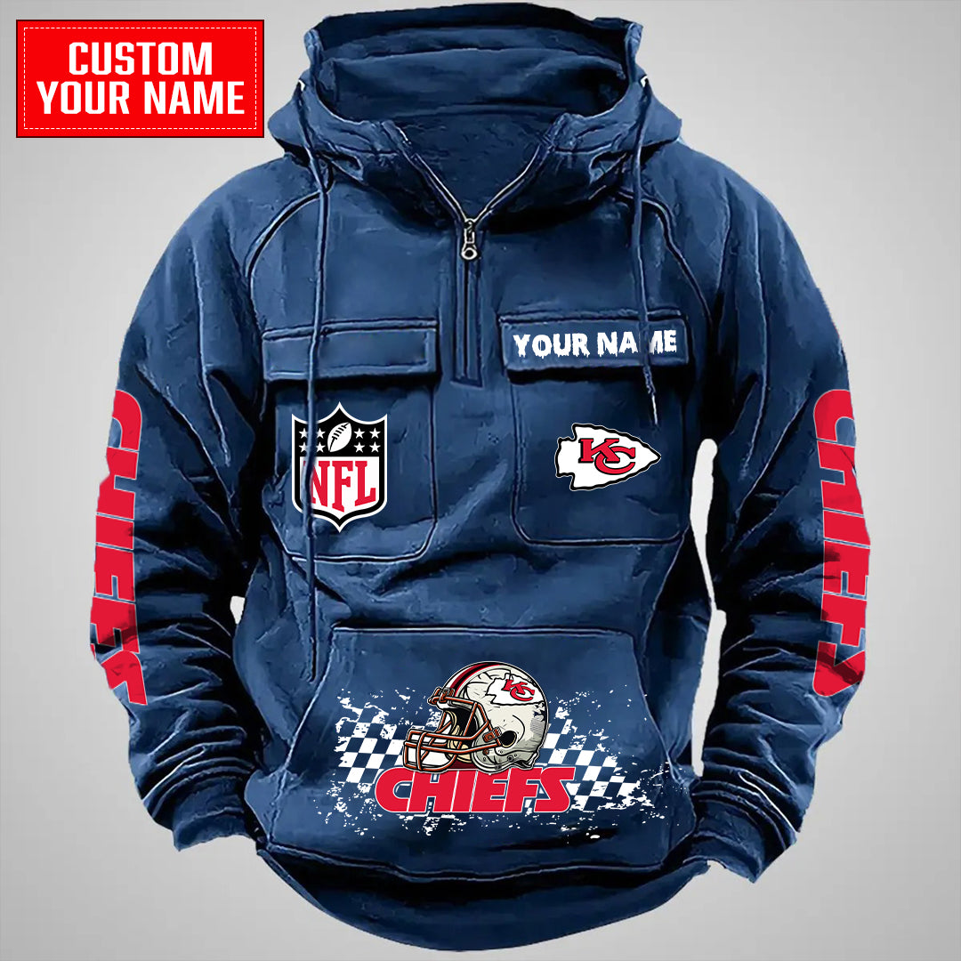 Kansas City Chiefs Halloween Collection Multi-Pockets Zip Hoodie AZCAMZHD000025