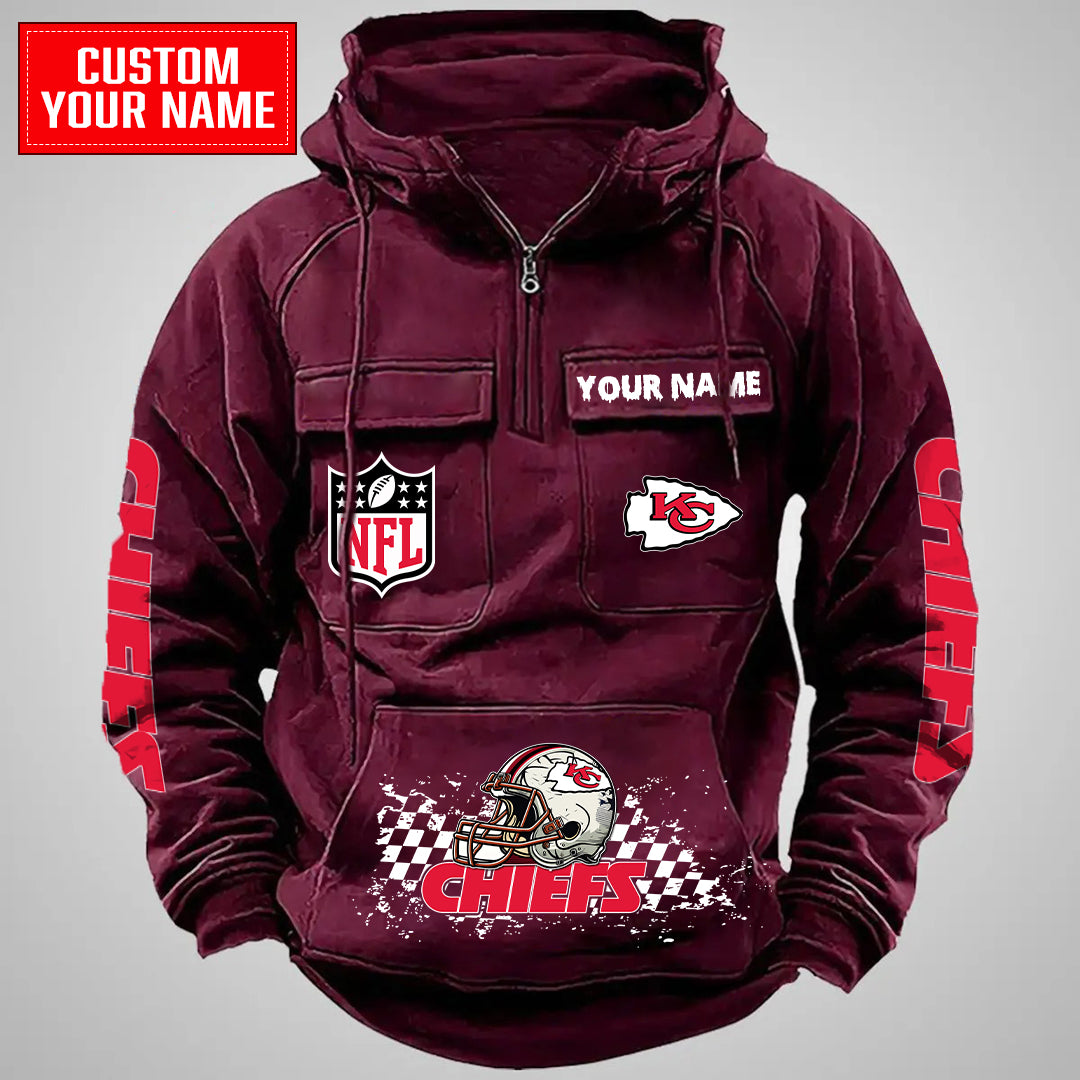 Kansas City Chiefs Halloween Collection Multi-Pockets Zip Hoodie AZCAMZHD000025