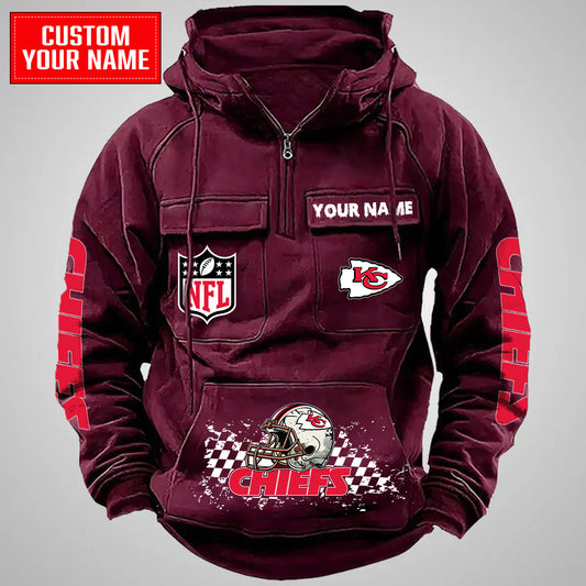 Kansas City Chiefs Halloween Collection Multi-Pockets Zip Hoodie AZCAMZHD000025