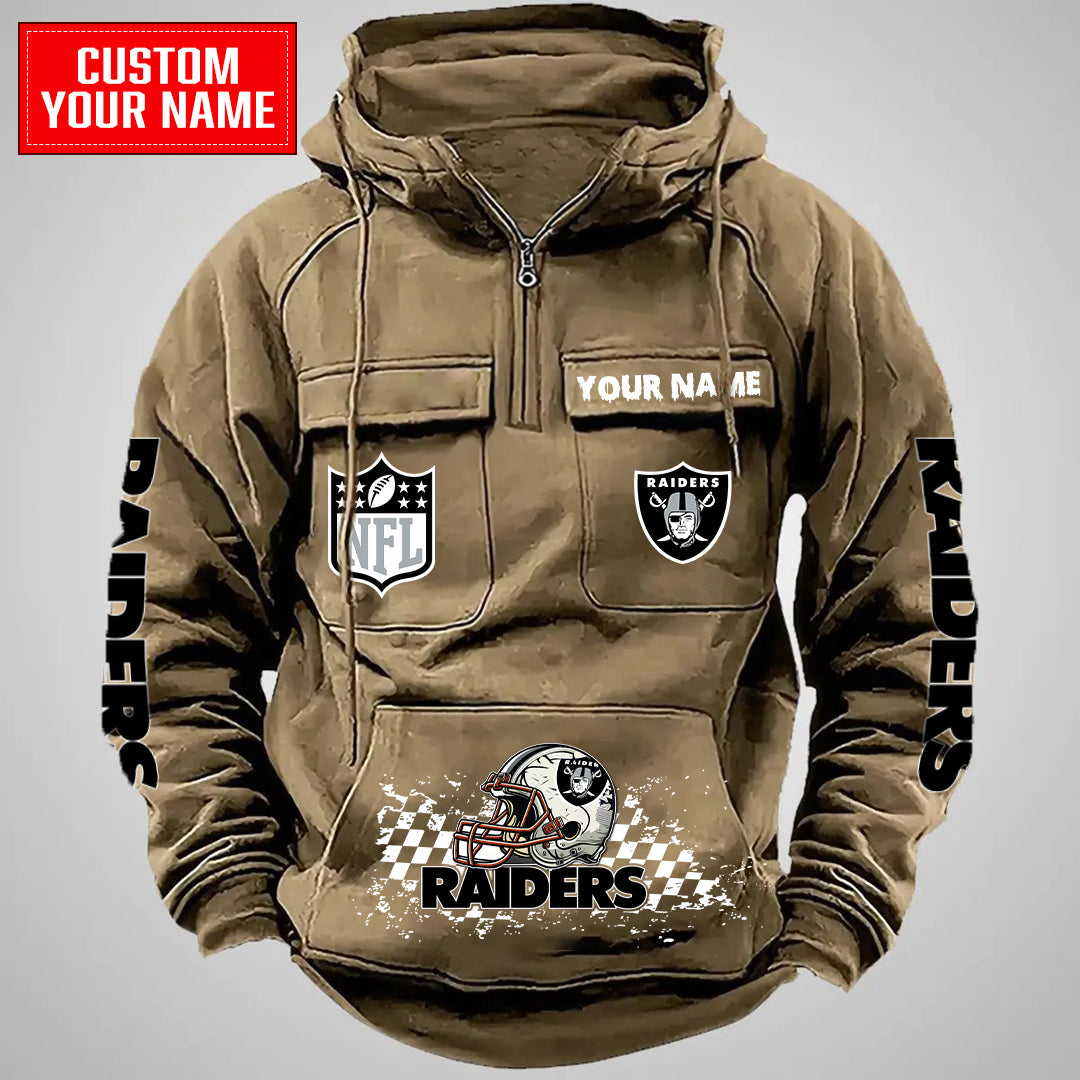 Las Vegas Raiders Halloween Collection Multi-Pockets Zip Hoodie AZCAMZHD000026