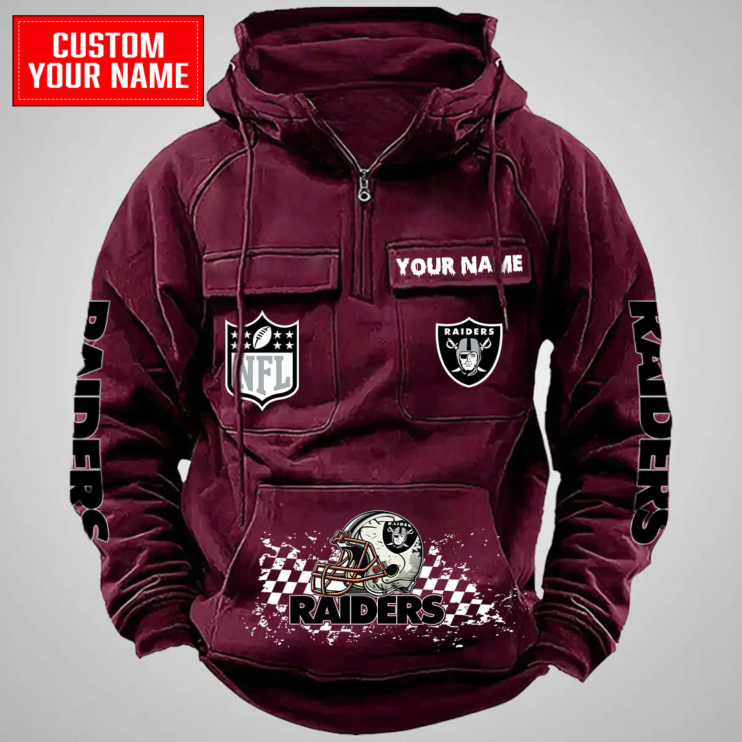 Las Vegas Raiders Halloween Collection Multi-Pockets Zip Hoodie AZCAMZHD000026