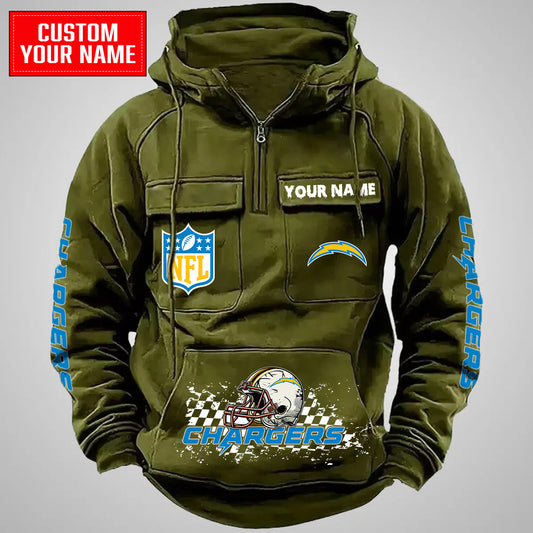 Los Angeles Chargers Halloween Collection Multi-Pockets Zip Hoodie AZCAMZHD000027