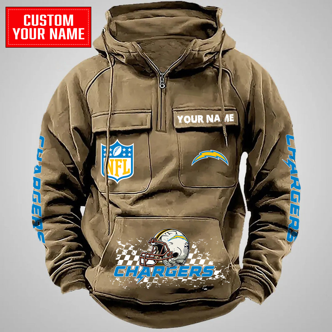 Los Angeles Chargers Halloween Collection Multi-Pockets Zip Hoodie AZCAMZHD000027
