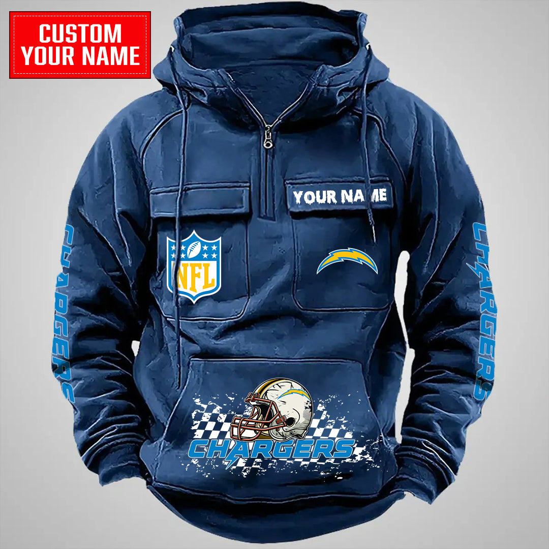 Los Angeles Chargers Halloween Collection Multi-Pockets Zip Hoodie AZCAMZHD000027