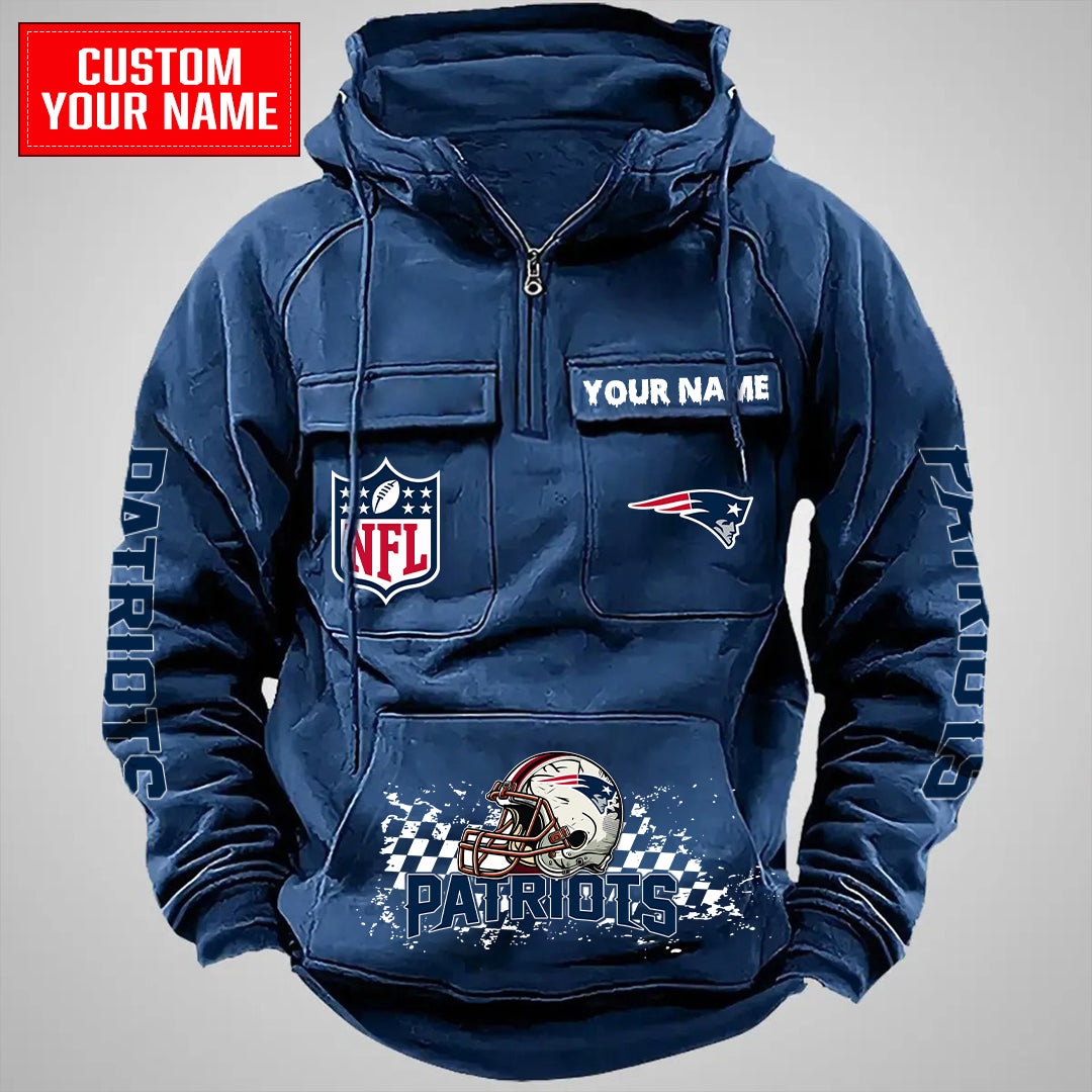 New England Patriots Halloween Collection Multi-Pockets Zip Hoodie AZCAMZHD000029