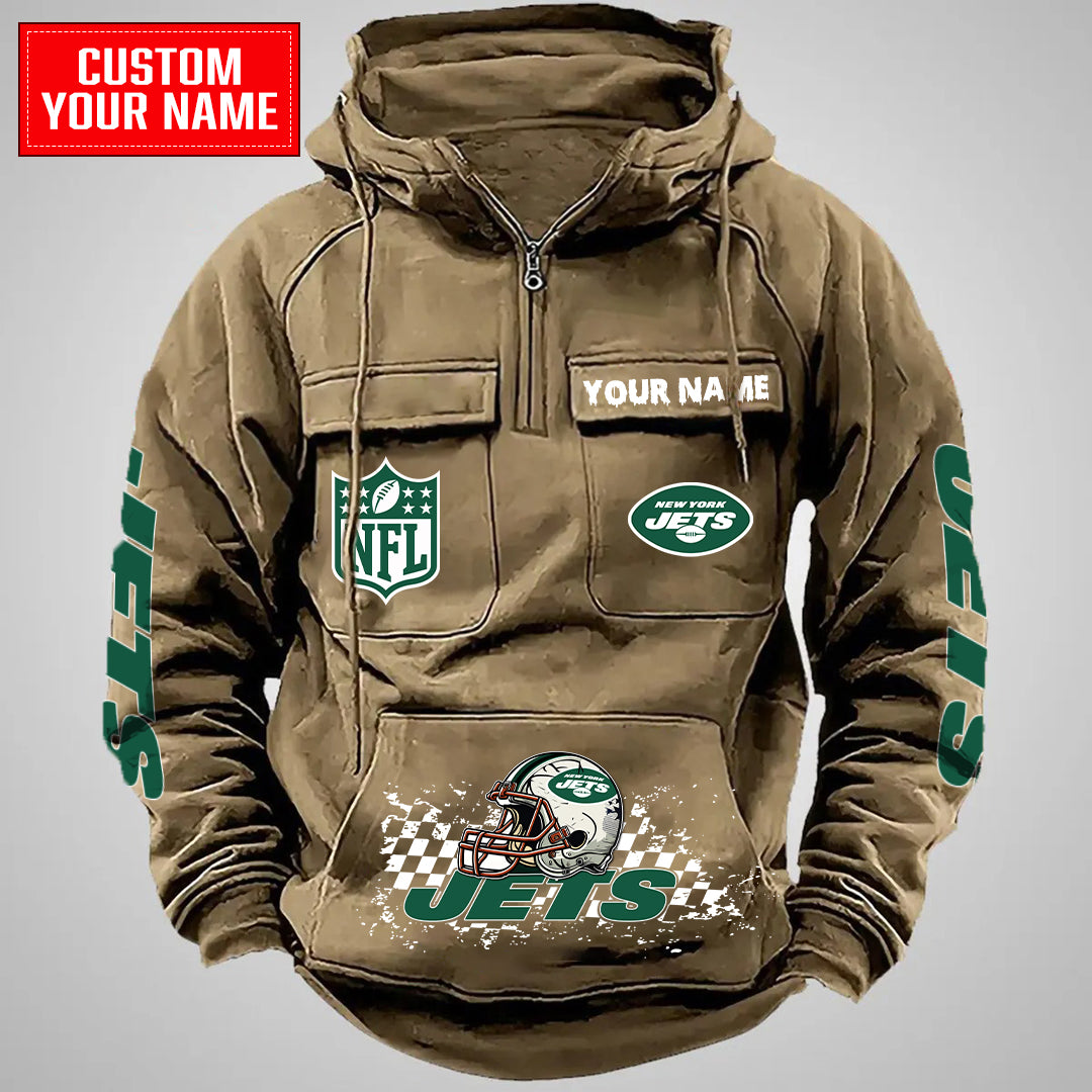 New York Jets Halloween Collection Multi-Pockets Zip Hoodie AZCAMZHD000030