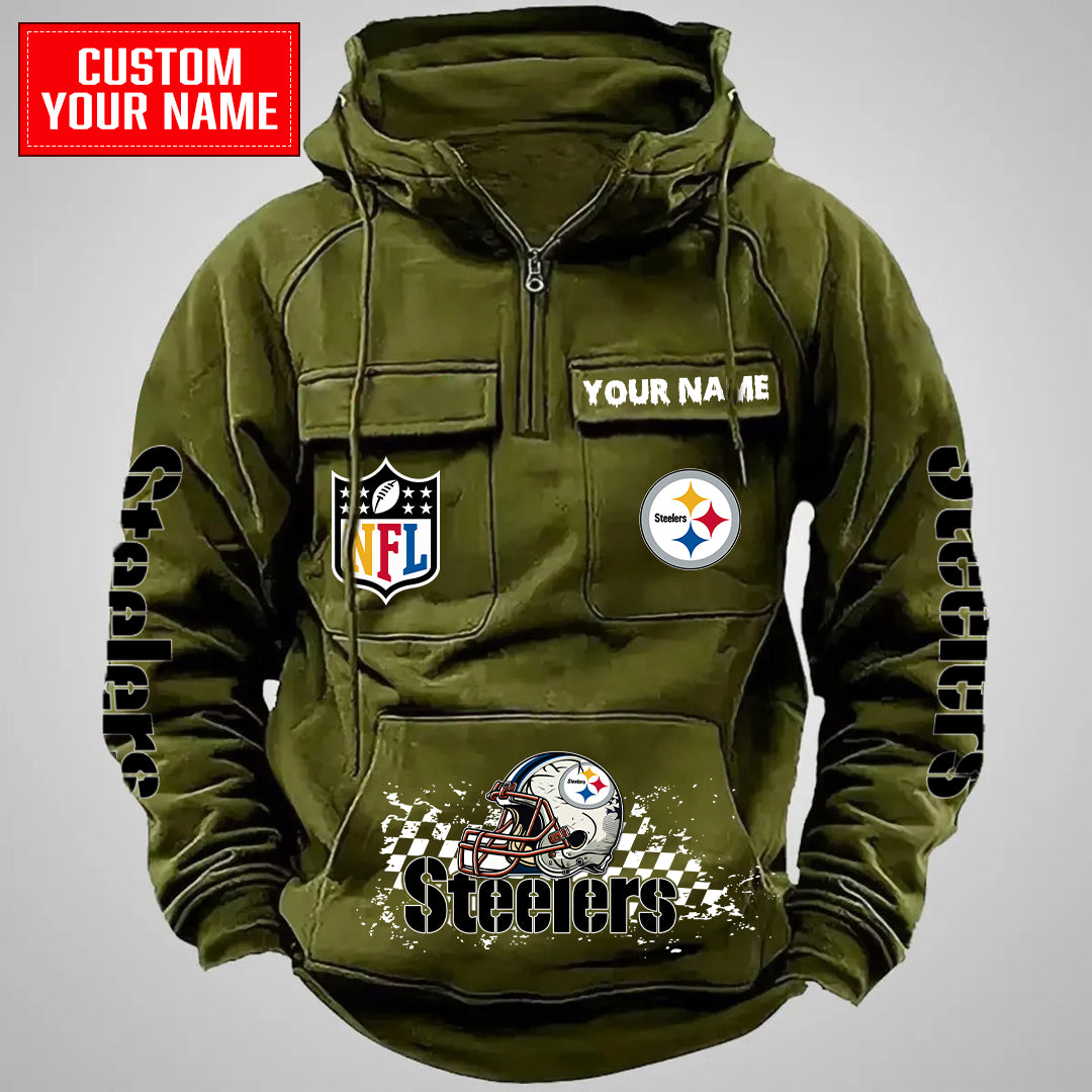 Pittsburgh Steelers Halloween Collection Multi-Pockets Zip Hoodie AZCAMZHD000031
