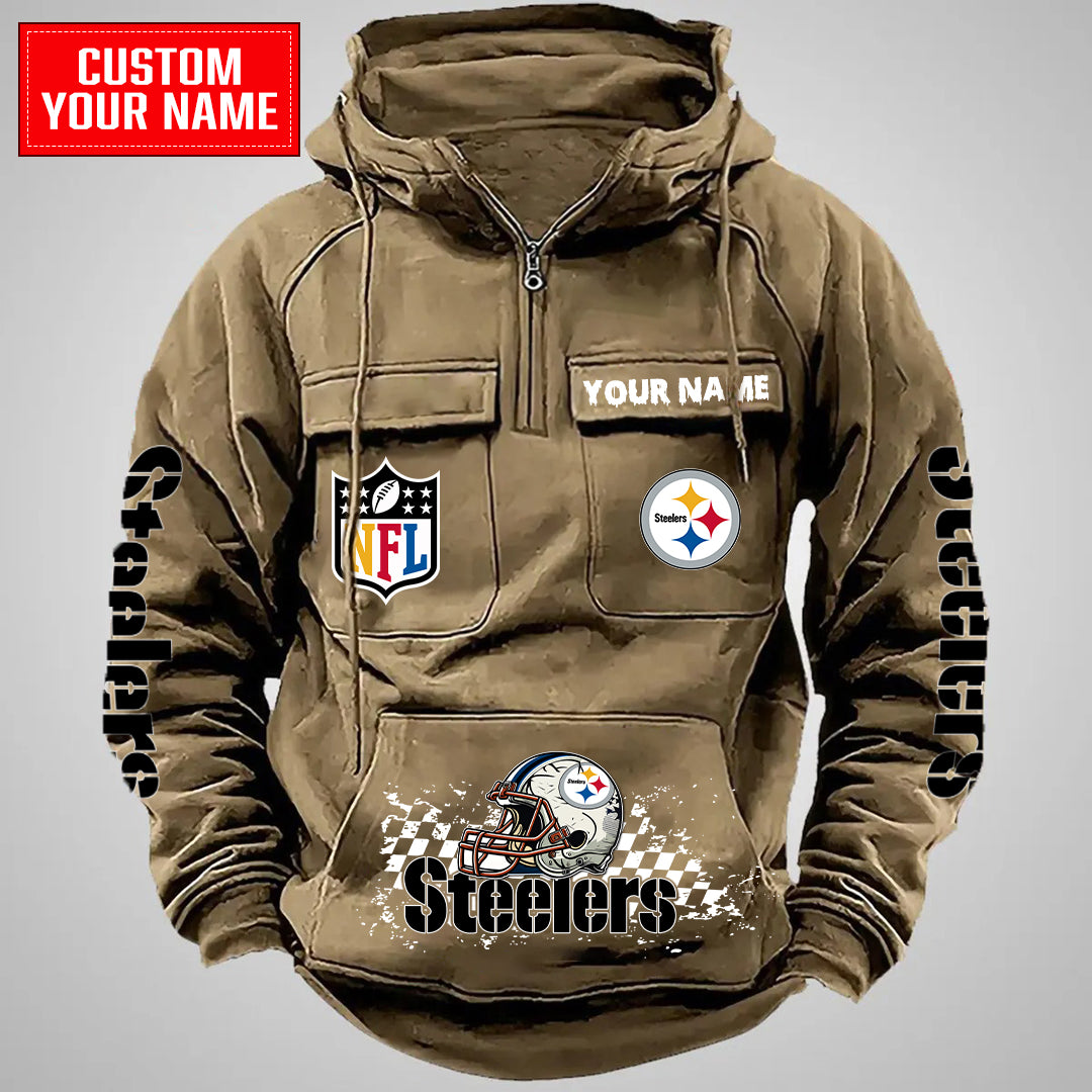Pittsburgh Steelers Halloween Collection Multi-Pockets Zip Hoodie AZCAMZHD000031