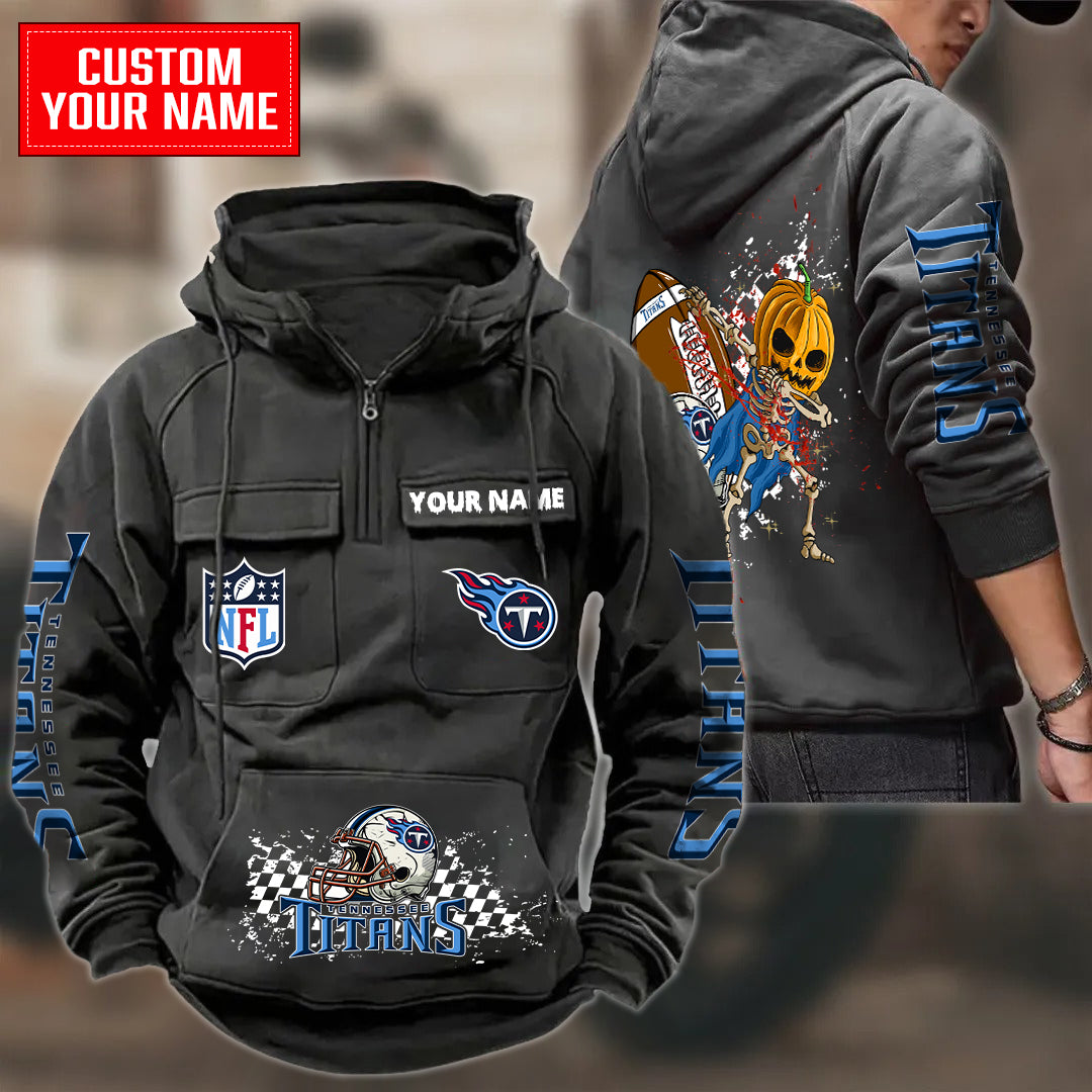 Tennessee Titans Halloween Collection Multi-Pockets Zip Hoodie AZCAMZHD000032