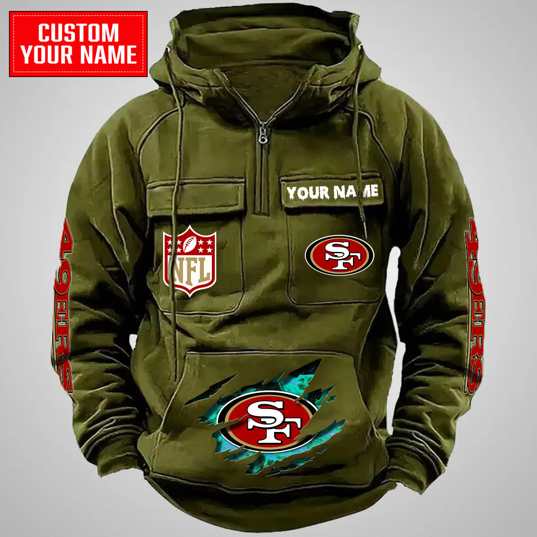 San Francisco 49ers Halloween Collection Multi-Pockets Zip Hoodie AZCAMZHD000045