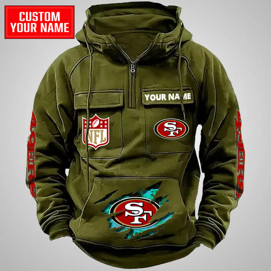 San Francisco 49ers Halloween Collection Multi-Pockets Zip Hoodie AZCAMZHD000045
