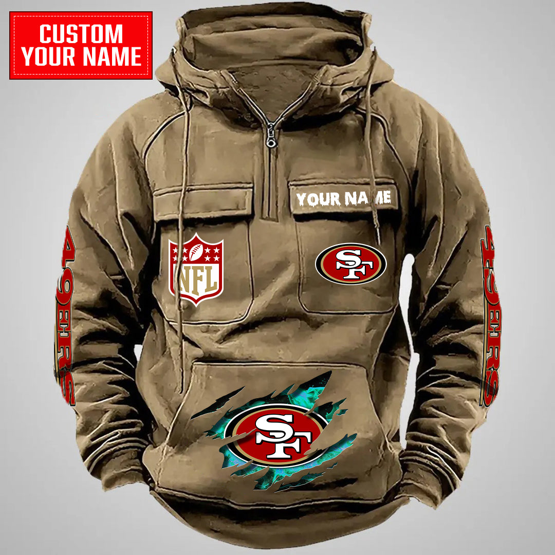 San Francisco 49ers Halloween Collection Multi-Pockets Zip Hoodie AZCAMZHD000045