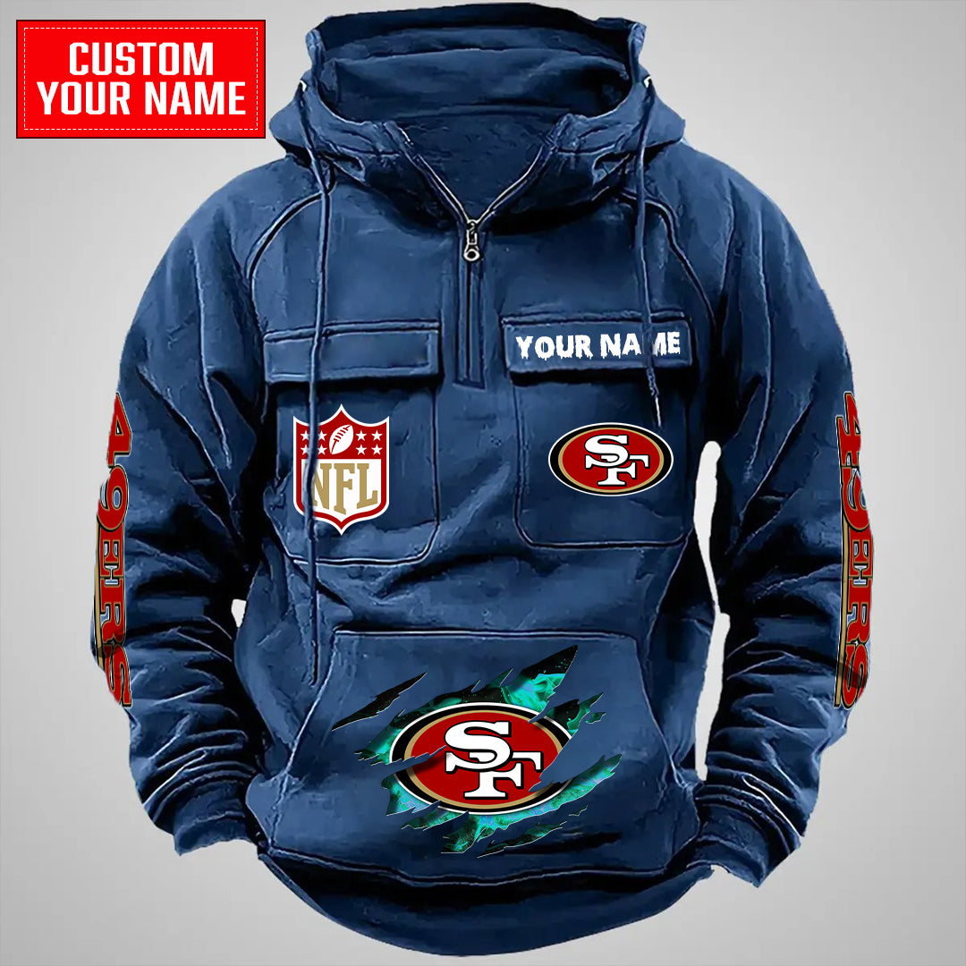 San Francisco 49ers Halloween Collection Multi-Pockets Zip Hoodie AZCAMZHD000045