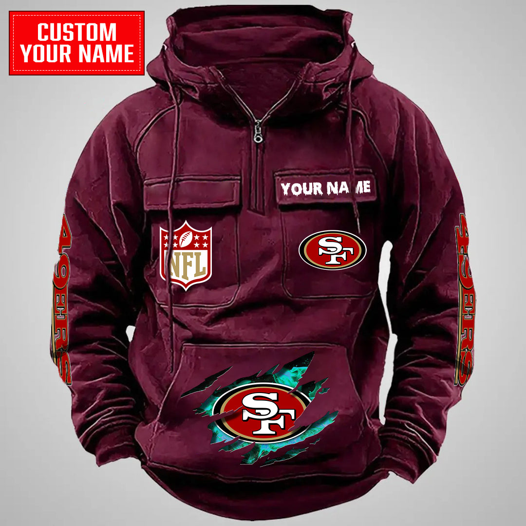 San Francisco 49ers Halloween Collection Multi-Pockets Zip Hoodie AZCAMZHD000045