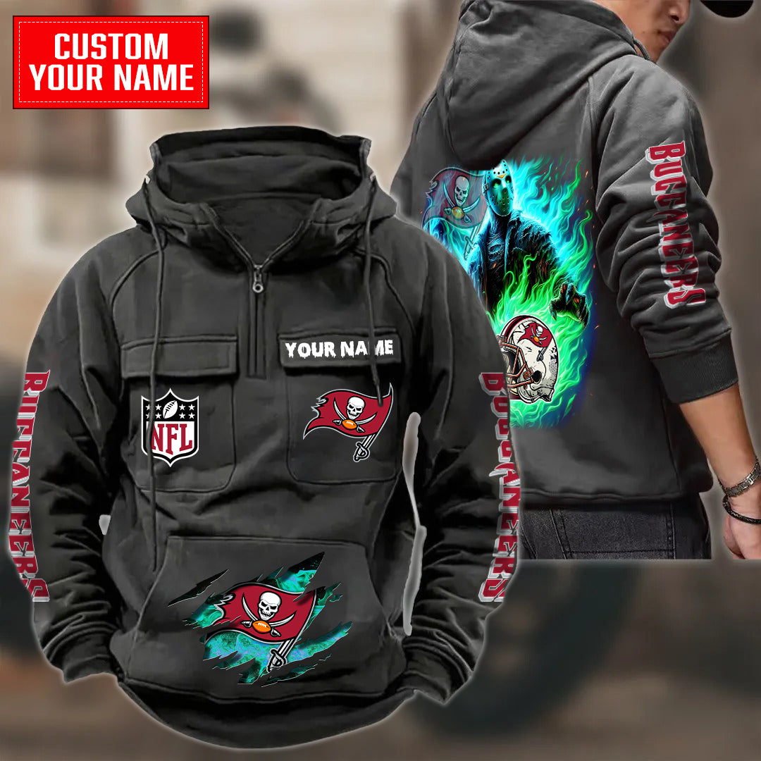 Tampa Bay Buccaneers Halloween Collection Multi-Pockets Zip Hoodie AZCAMZHD000047