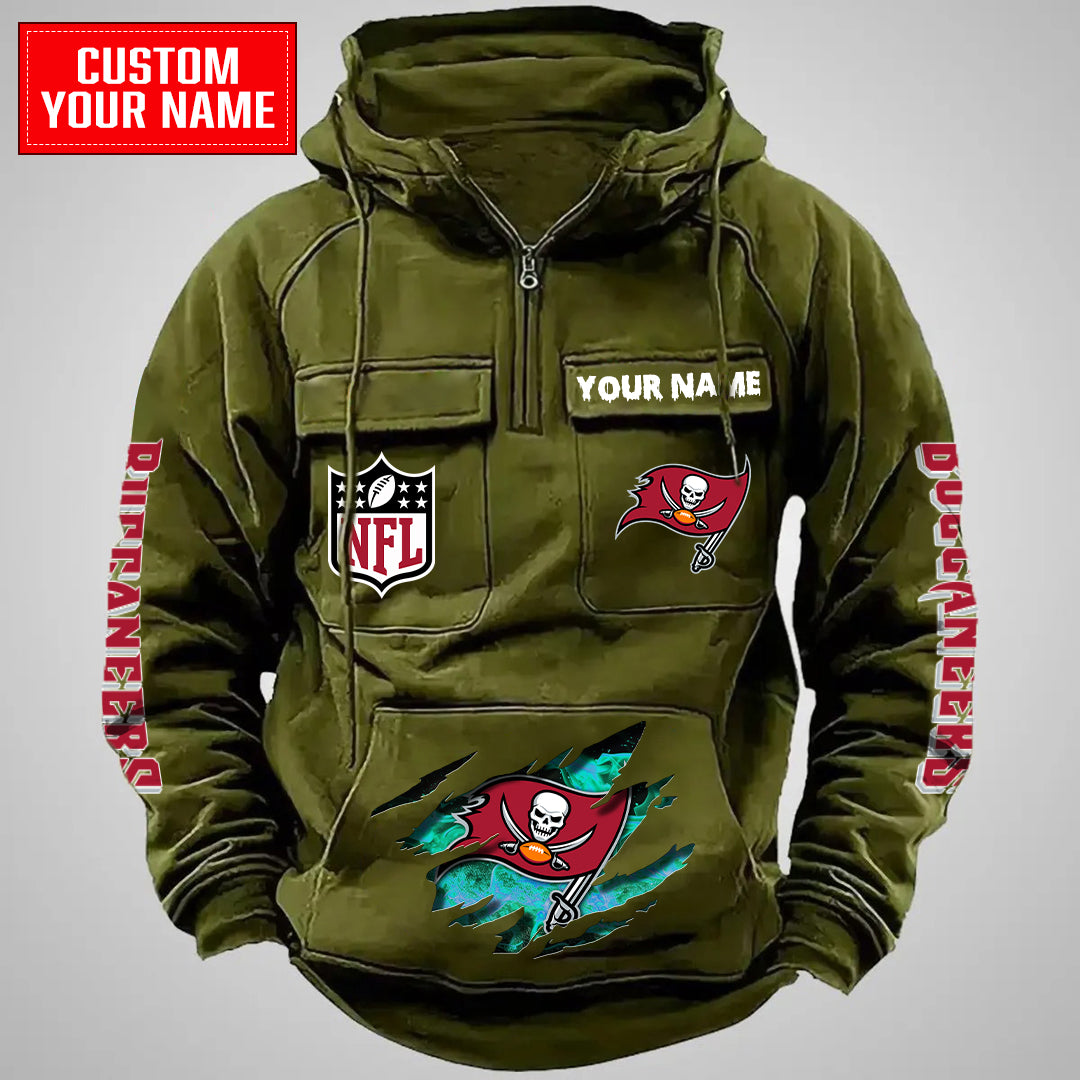 Tampa Bay Buccaneers Halloween Collection Multi-Pockets Zip Hoodie AZCAMZHD000047