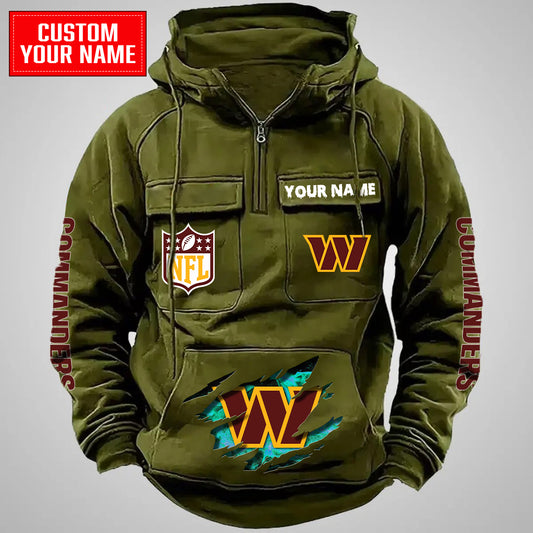 Washington Commanders Halloween Collection Multi-Pockets Zip Hoodie AZCAMZHD000048