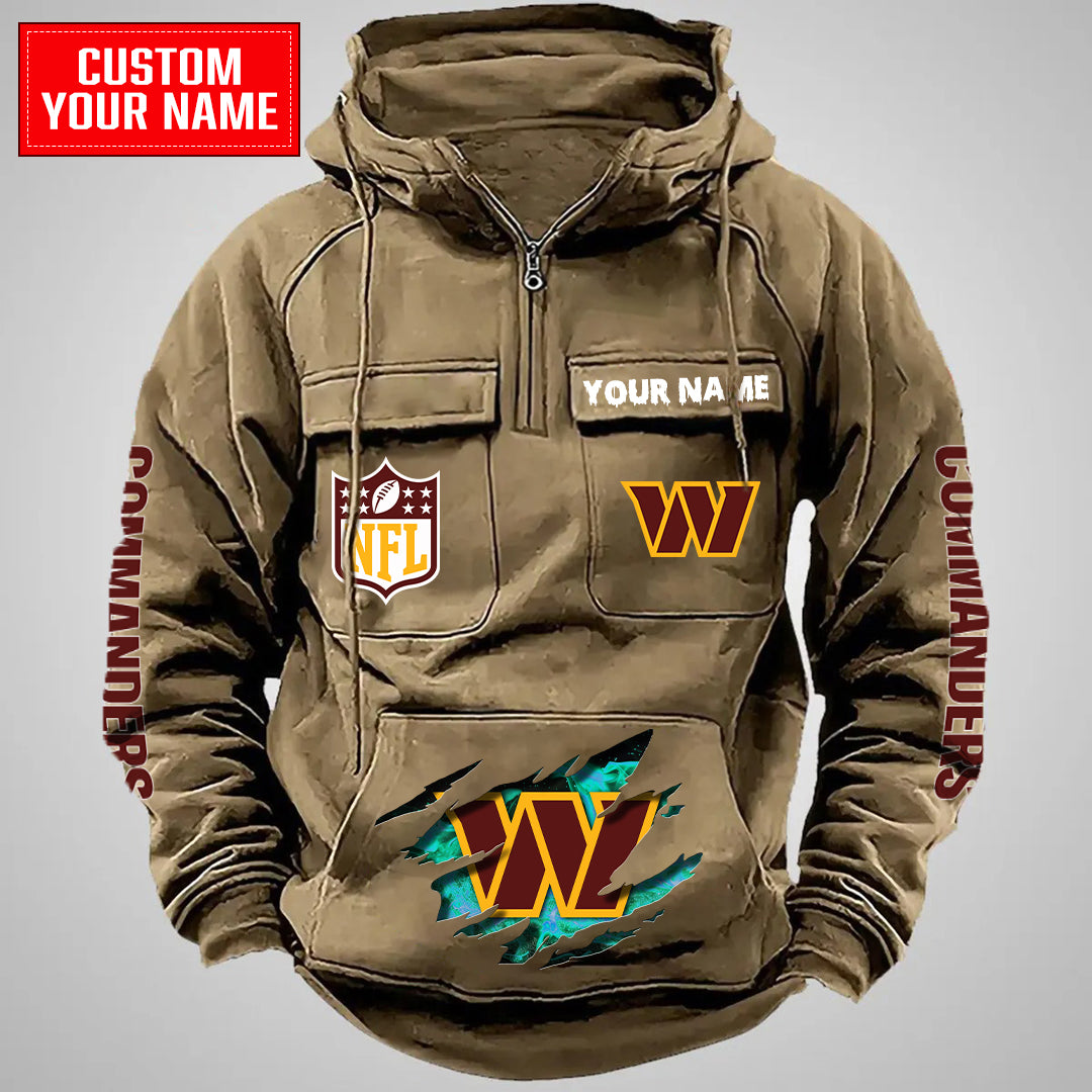 Washington Commanders Halloween Collection Multi-Pockets Zip Hoodie AZCAMZHD000048