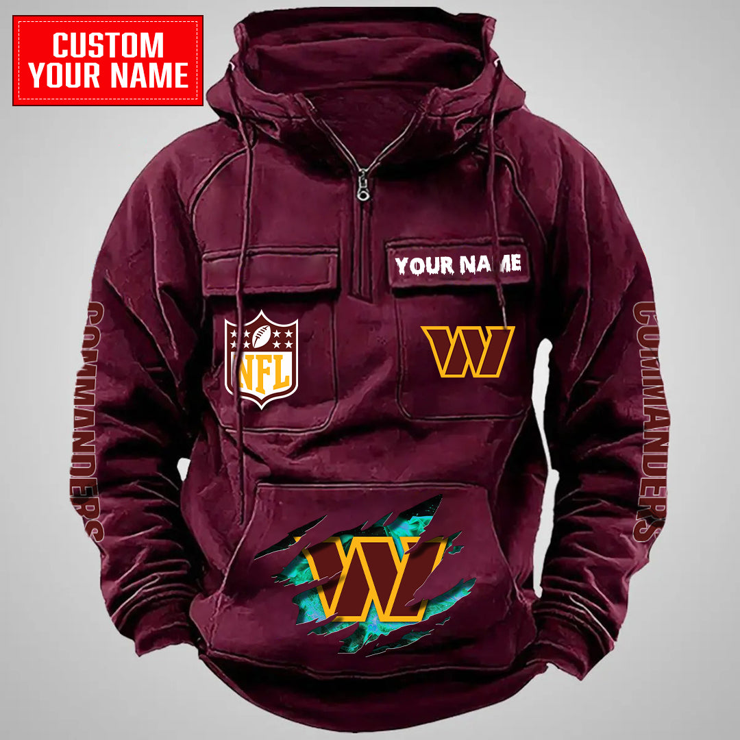 Washington Commanders Halloween Collection Multi-Pockets Zip Hoodie AZCAMZHD000048