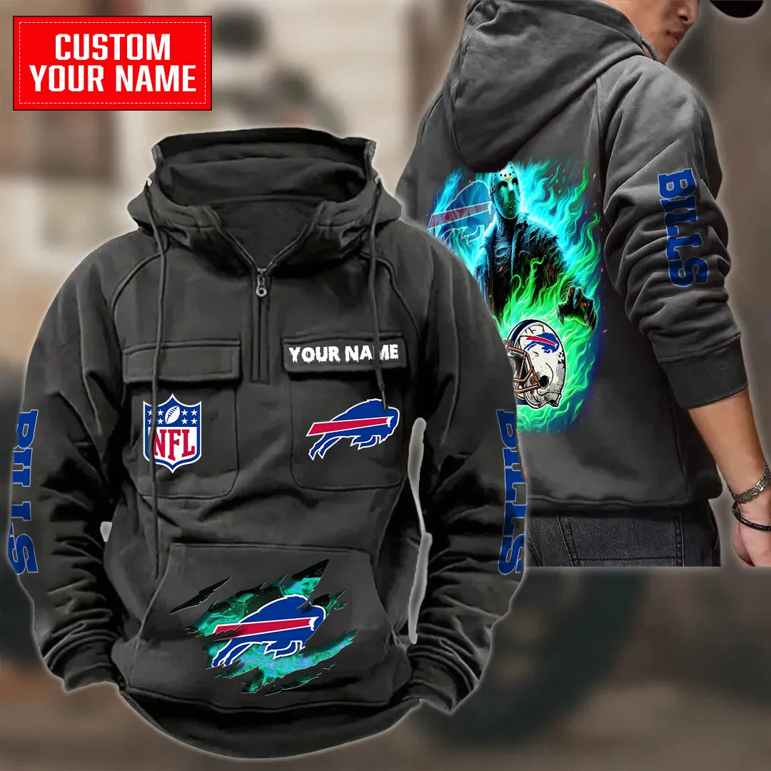 Buffalo Bills Halloween Collection Multi-Pockets Zip Hoodie AZCAMZHD000050